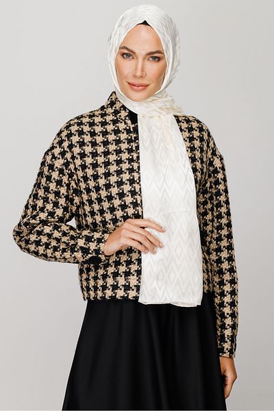 Mooncorn Tile Pattern Shiny Jacquard Shawl