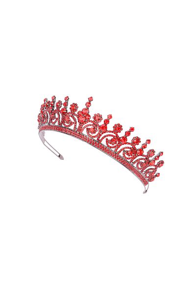 Hayalperest boncuk Crystal Jewelled Queen Crown for Women Bridal Wedding Crown for Henna Night Crown Red