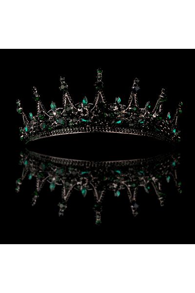 Hayalperest boncuk Crystal Bright Jewelled Bridal Crown Bridal Henna and Wedding Crown Princess Crown with Crystal Jewelled Green