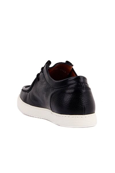 SailLakers - Black Leather Lace-Up Men's Casual Shoes