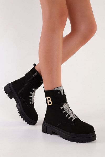 SOLMAZ TASHA BLACK SUEDE STONE SHOES