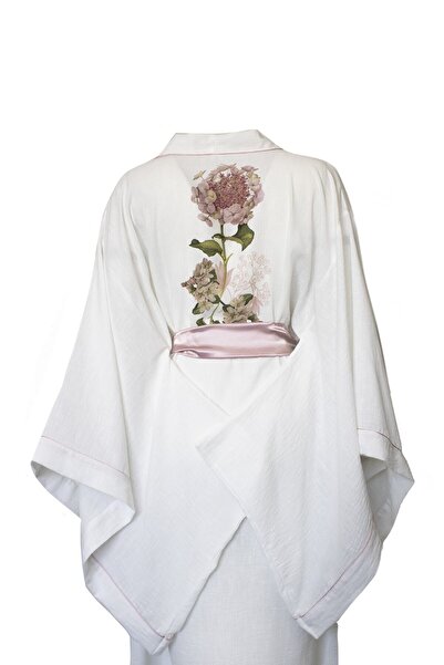 Mita Concept Сирий льняний порошок білого кольору квадратний рукав кімоно