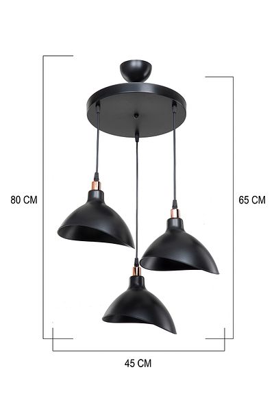 EvLight 3-Piece Black Esta Asymmetric Pendant Lamp Chandelier Bedroom Living Room Kitchen Hallway Lamp Chandelier