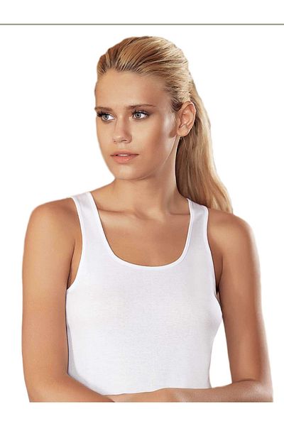 Şahinler B019 Women's 100% Cotton Ribbed Strappy Undershirt