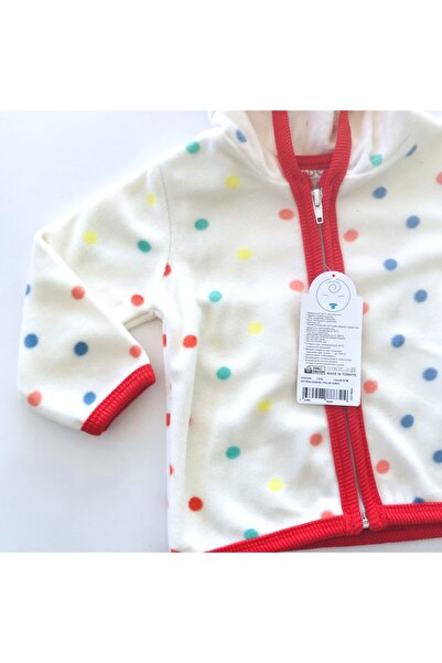 Aydodo Teddy Bear Patterned Zippered Hooded Fleece Cardigan