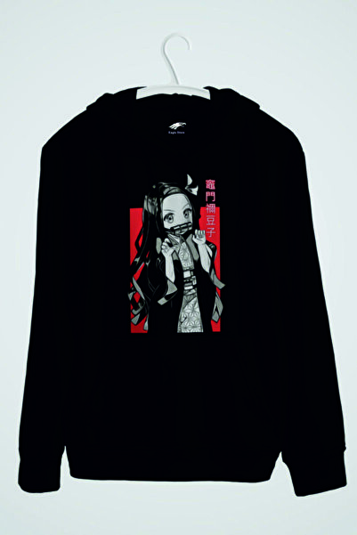 Vordevia Hanorac cu glugă cu imprimeu anime Nezuko Kamado Kimetsu No Yaiba De...