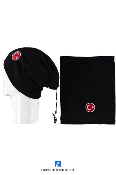 Kardelen Butik Denizli Soft Textured Embroidered Beret (Can Also Be Used As A Neck Collar)