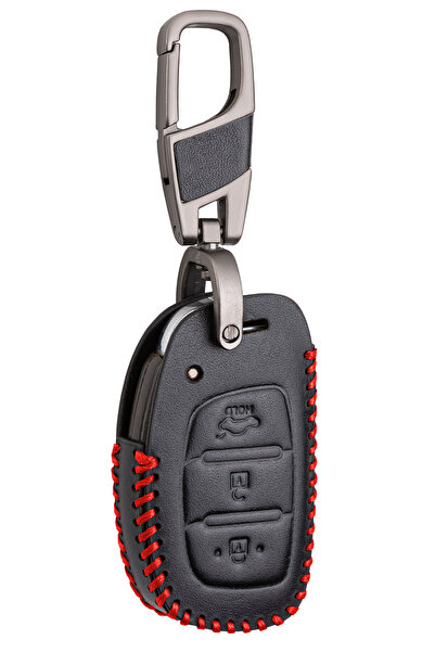 Alisveristime غطاء مفتاح جلدي (متوافق مع هيونداي توسان، ix25، ix35، إلنترا)