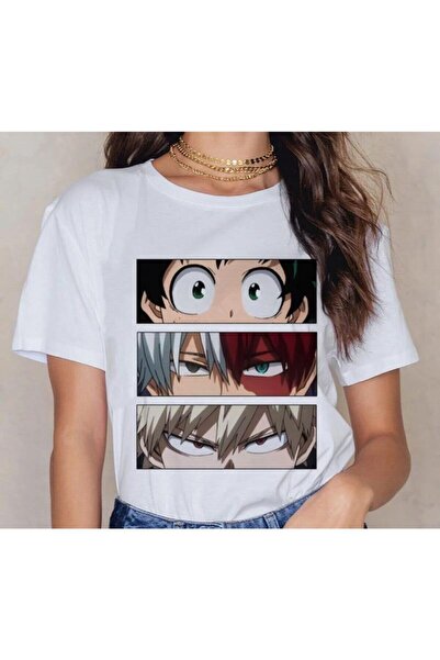 Vordevia Unisex White My Hero Academia Anime με εμπριμέ κοντομάνικο μπλουζάκι