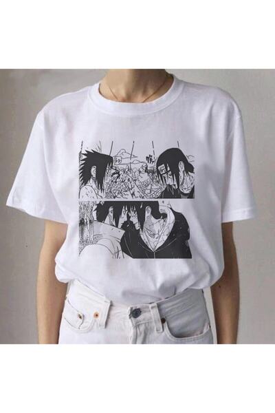 Vordevia Unisex beli Itachi Naruto anime T-shirt