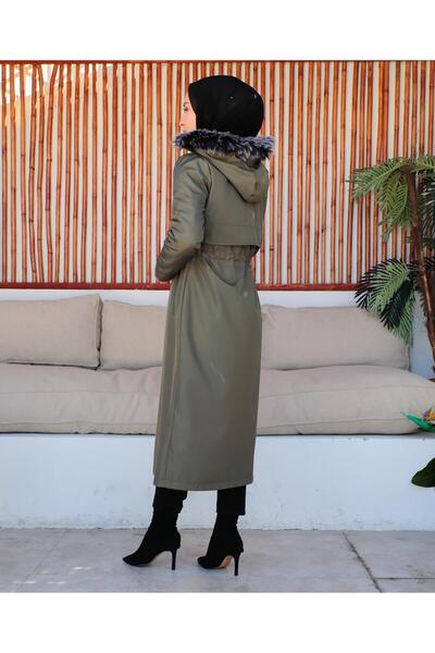 KMKkombin OZ WOMEN BONDITE FABRIC OVERSIZED WATER AND WINDPROOF FUR LINING COAT