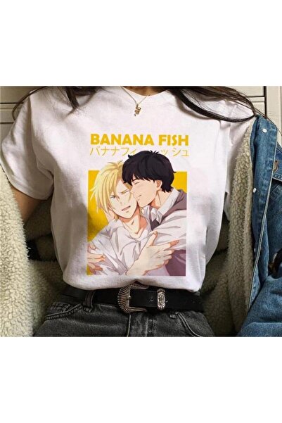 Vordevia Ženska anime majica sa belom bananom i ribom
