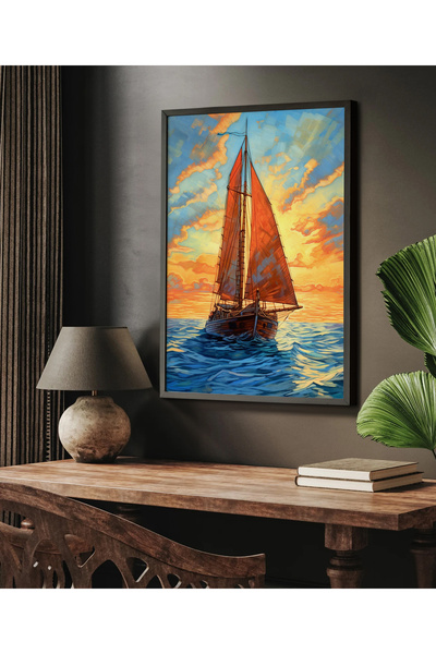 HOMEPACK Framed Single Painting Sailboat Series Classic Poster Painting Tk/120