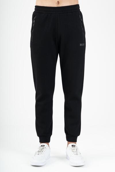 MARATON Regular Men's Ribbed Leg Black Sweatpants