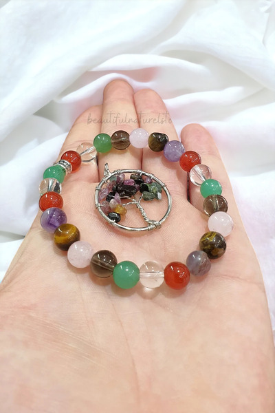 NBS Beautiful Naturel Stones سوار من الحجر الطبيعي شقرا مقاس 8 ملم