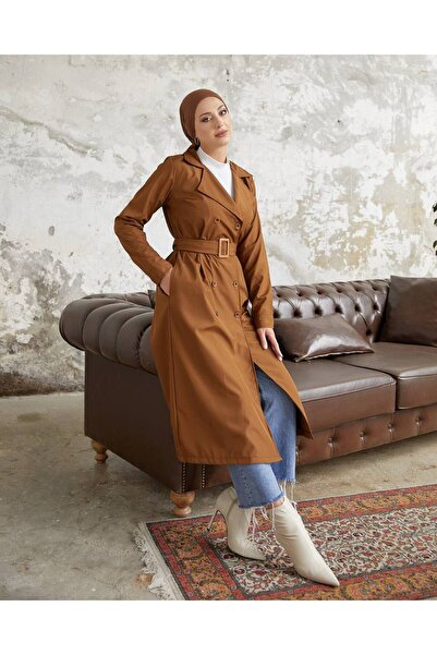 Esre Store Tesettür Trençkot Taba