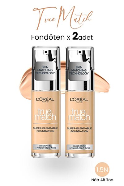 L'Oreal Paris True Match Fondöten 1.5n Nötr Alt Ton X 2 Adet
