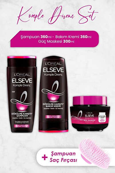 ELSEVE Komple Direnç Saç Bakım Serisi 5 Ve Şampuan Fırçası
