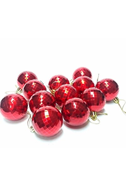 parti sürprizi شجرة صنوبر عيد الميلاد 5 سم زخرفة على شكل كرة ديسكو حمراء