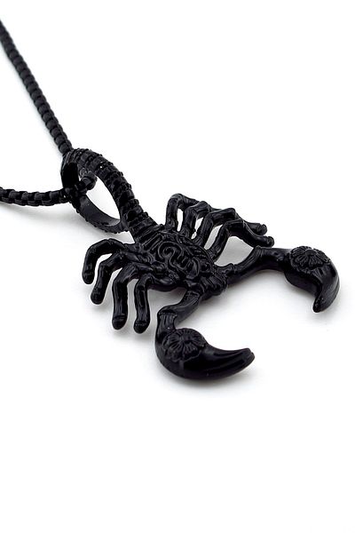 Solfera Black Steel Scorpio King Zodiac Men's Steel Necklace Chain Q0720