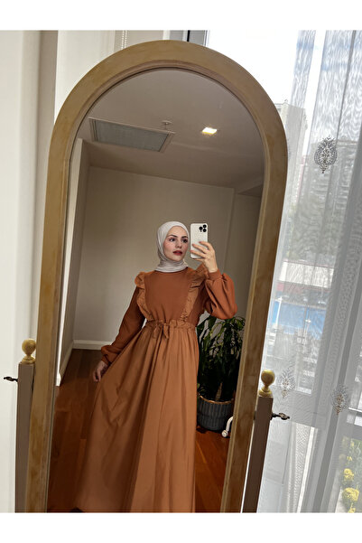 Esre Store تريكو مفصل فستان حجاب تان