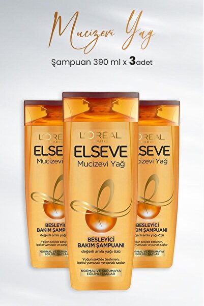 ELSEVE Mucizevi Yağ Besleyici Bakım Şampuanı Amla Yağı 390 ml X 3 Adet