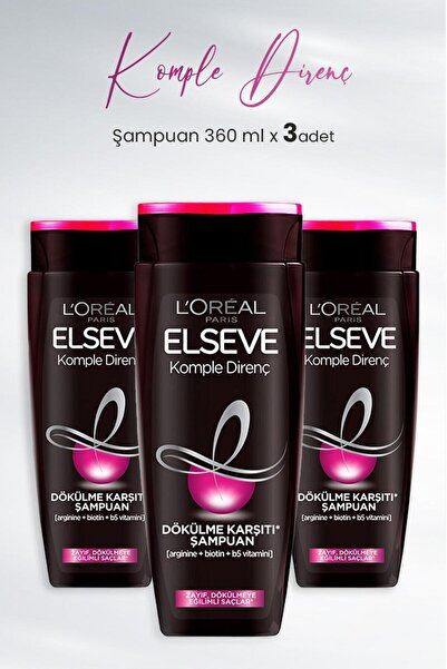 ELSEVE Komple Direnç Dökülme Karşıtı Şampuan 360 ml X 3 Adet