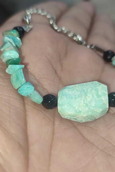 TAŞÇIZADE Amazonit Taşı Ortası Tambur Taşlı Natural Ayarlanabilir Doğaltaş Bi...