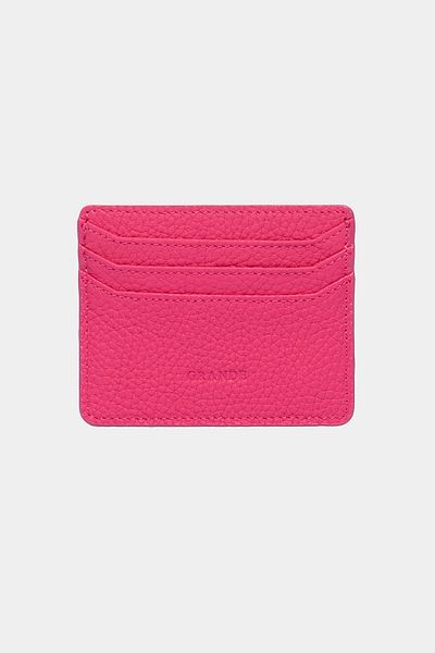 Grande 3633 Genuine Leather Super Thin Women Men Card Holder Pink
