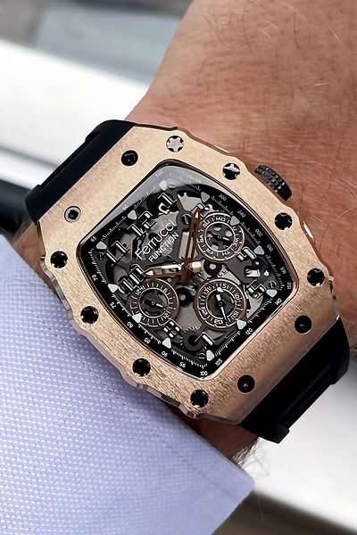 Ferrucci Function Men's Wristwatch 3 ATM Waterproof Black Color Silicone Band + Gift Bracelet FRE2040C3