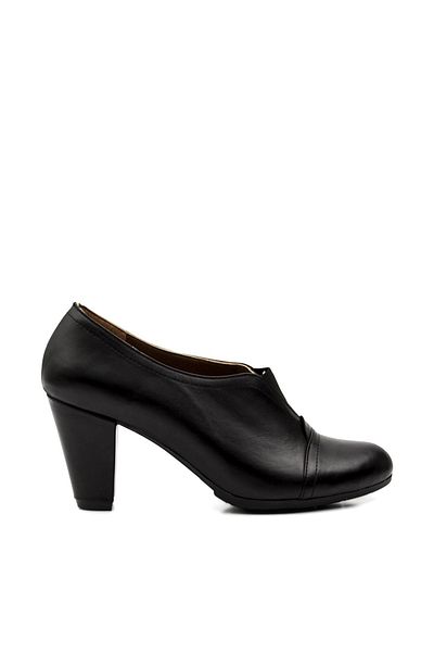 Deripabuc Genuine Leather Black Women's Leather Heeled Classic Shoes Trc-1072