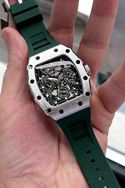 Ferrucci Function Erkek Kol Saati 3 Atm Su Geçirmez Yeşil Renk Silikon Kordon + Hediye Bileklik FRE2040C6