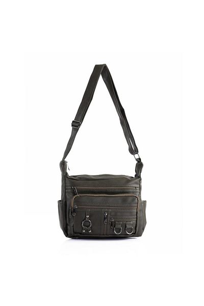 Getcho Koven Wash Leather Green Women's Crossbody Bag Multi-Eye Zipper Shoulder Bag for Daily Use