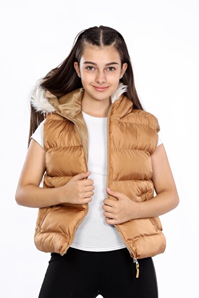 VODENS Дебела водоустойчива пухена жилетка с качулка за момиче, 13-16 години