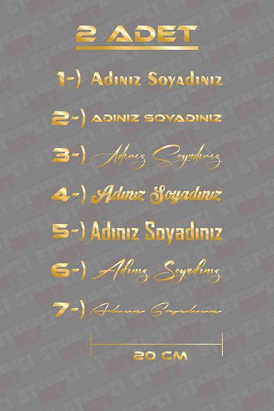 STİCKERCI BEY 2 bucăți 20 cm sticlă fluture aurie 2 bucăți nume cognome tăiere folie de scris