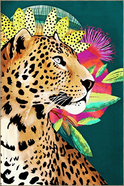 Rugs Modern Halı Yeşil Temalı Kaplan Çiçek Desenli Kreatif Modern Dekoratif H...