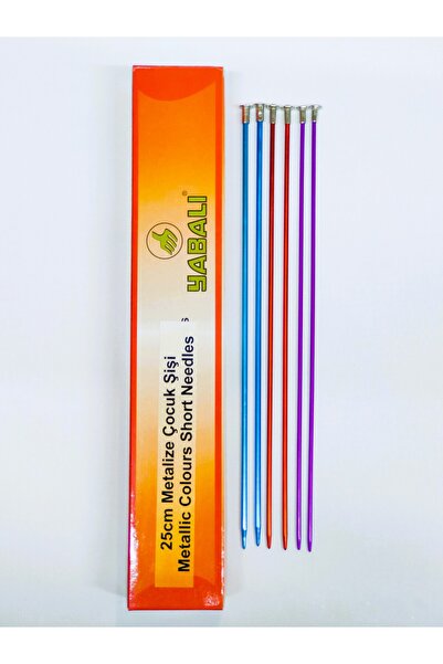 ATMACA TUHAFİYE Set de ace de tricotat colorate scurte din titan 25 cm (nr. 4-4,5-5) 3 bucăți de ace pentru copii - ace scurte