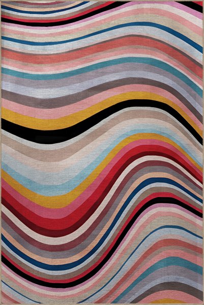 Rugs Modern Halı Light Tone Multicolor Wavy Line Sectional Patterned Modern D...