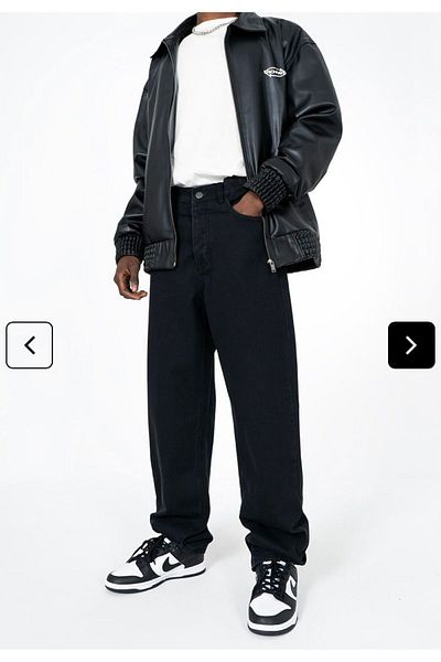 Z1MAN Washed Black Baggy Trousers