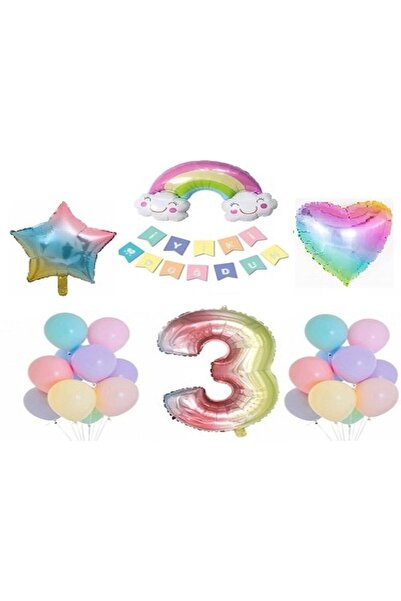 DÜVENCİ TİCARET Set de sărbătoare pentru petrecerea de aniversare curcubeu