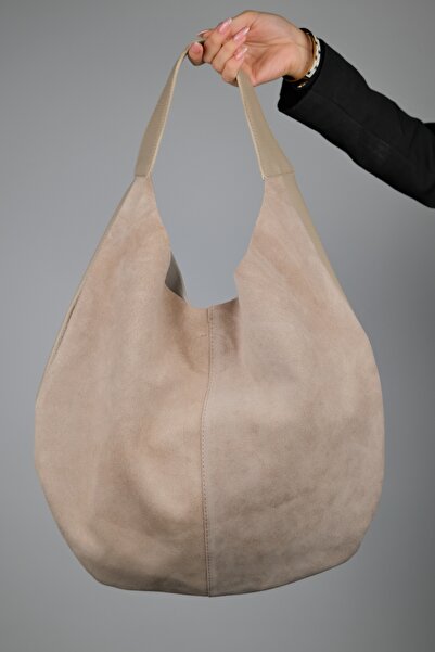 LuviShoes Puja Beige Skin Beige Genuine Suede Leather Women's Shoulder Bag