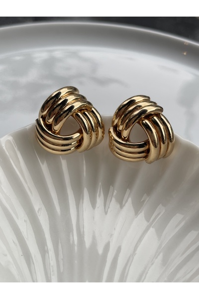 Lavian Accessories Hailey Serisi Gold Renk Üçgen Sarmal Küpe