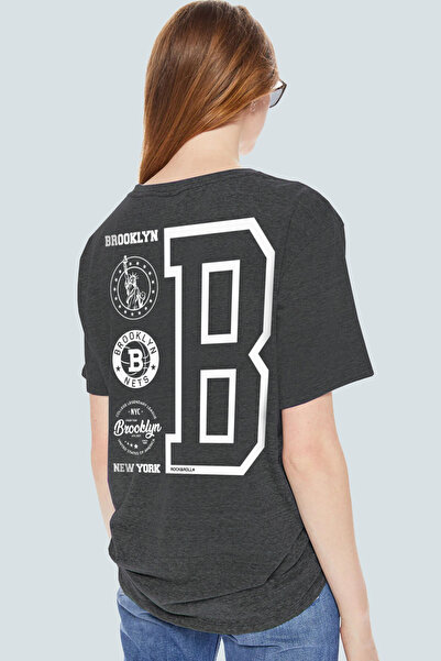 ROCKANDROLL Brooklyn Logo Oversize kroj Leđa Štampano Antracit Kratki Rukav Ž...