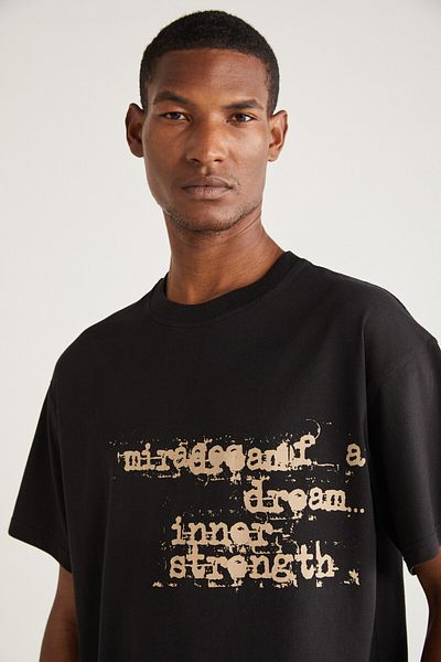 GRIMELANGE Ανδρικό μπλουζάκι Brady Oversize Fit 100% βαμβάκι με στάμπα με υφή