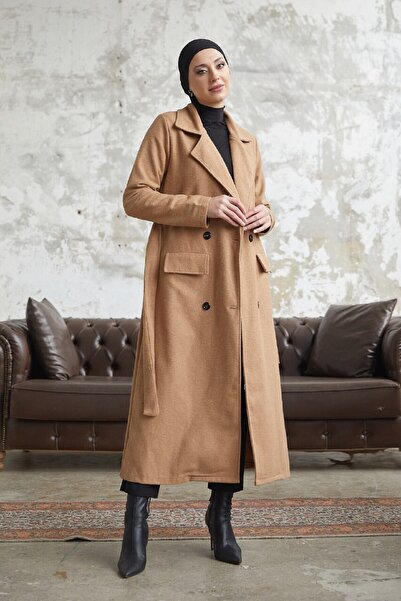 Esre Store Чотирикнопковий кашеміровий пальто Camel