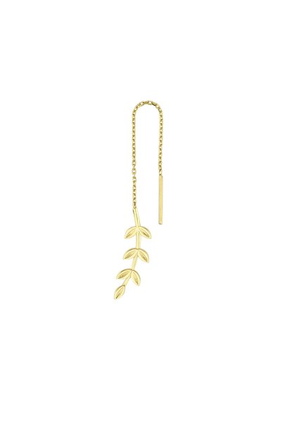 Altın Sepeti Altın Zeytin Dalı Zincirli Tek Küpe