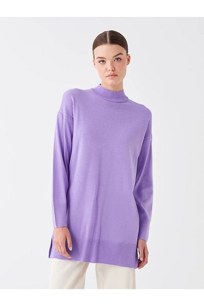 LC Waikiki Modest Half Turtleneck Plain Long Sleeve Women's Knitwear Tunic