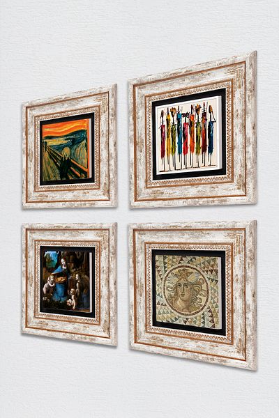 Pinecone Da Vinci, the Scream, Native Women, Mosaic Stone Wall Painting Framed Wall Decor 4 Painting Tk4-1681