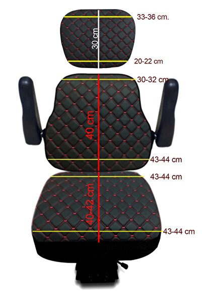Binbir Trend Kabinli Traktör Koltuk Kılıfı, Iş Makinesi Koltuk Kılıfı - 3 Parça- Kapitone - Siyah- Bb-989