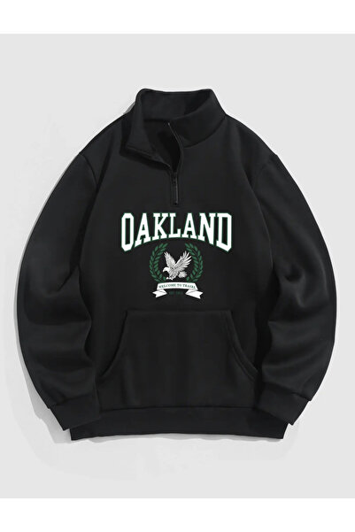 ALİKA سويت شيرت أوكلاند بياقة واقفة وسحاب كبير الحجم للجنسين